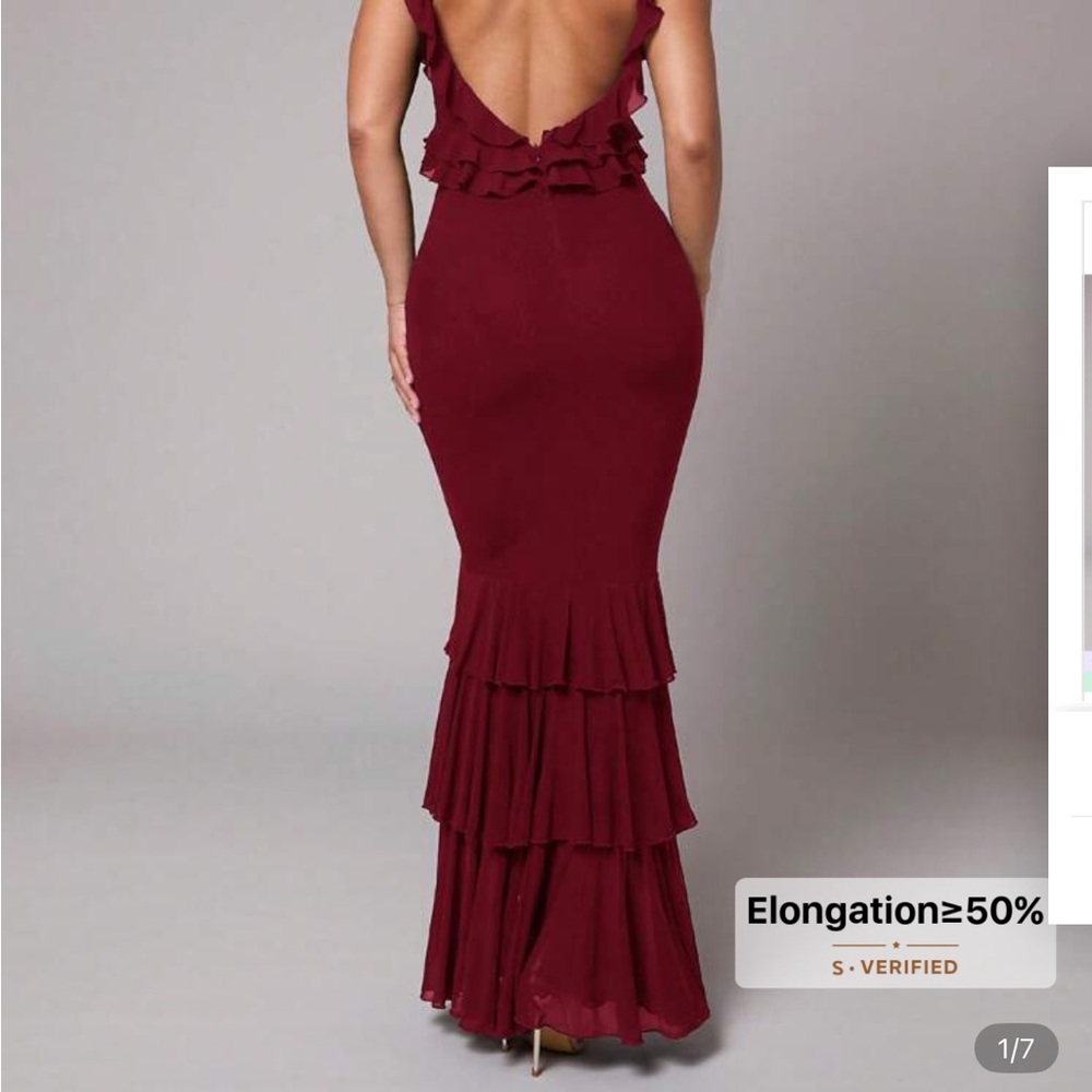Red Mermaid Ruffled Gown - Picture 3 of 3